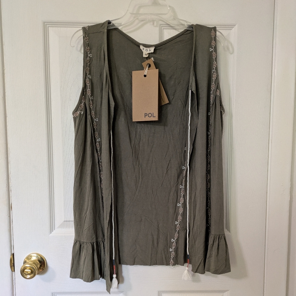 NEW POL Green Embroidered Top, M-XL